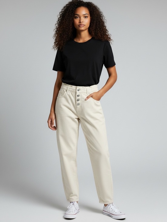 Zara Pants - Zara High-Rise Button-Front Paperbag Waist Pants - Cream, Sz 4